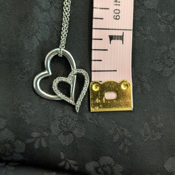 Sterling Silver Diamond Heart Pendant Necklace - Picture 12 of 13